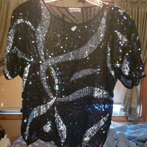 Best Quality hand embroidered beaded and sequined top Size 10/12 Retro Vintage